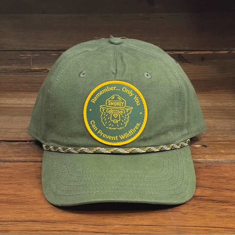 Smokey The Bear Forest Green Rope Mens SnapBack Patch Hat Cap
